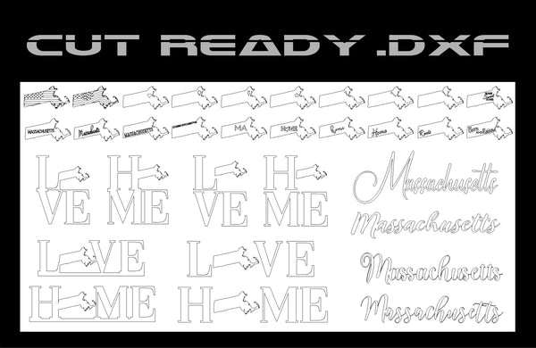 Massachusetts State Theme - DXF Cut Ready File Collection