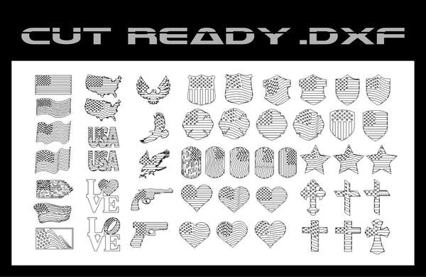 USA Flag Theme - DXF Cut Ready File Collection