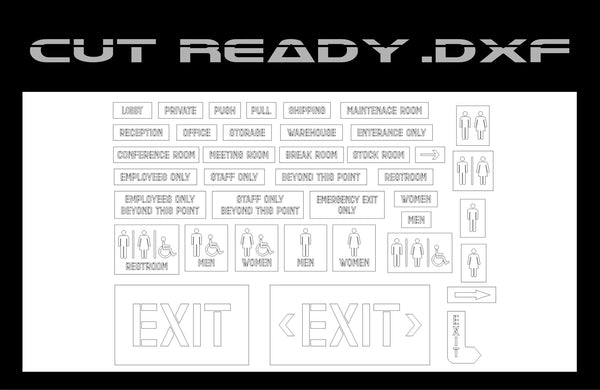 Interior Business Signs Wayfinding 1 - DXF Cut Ready File Collection