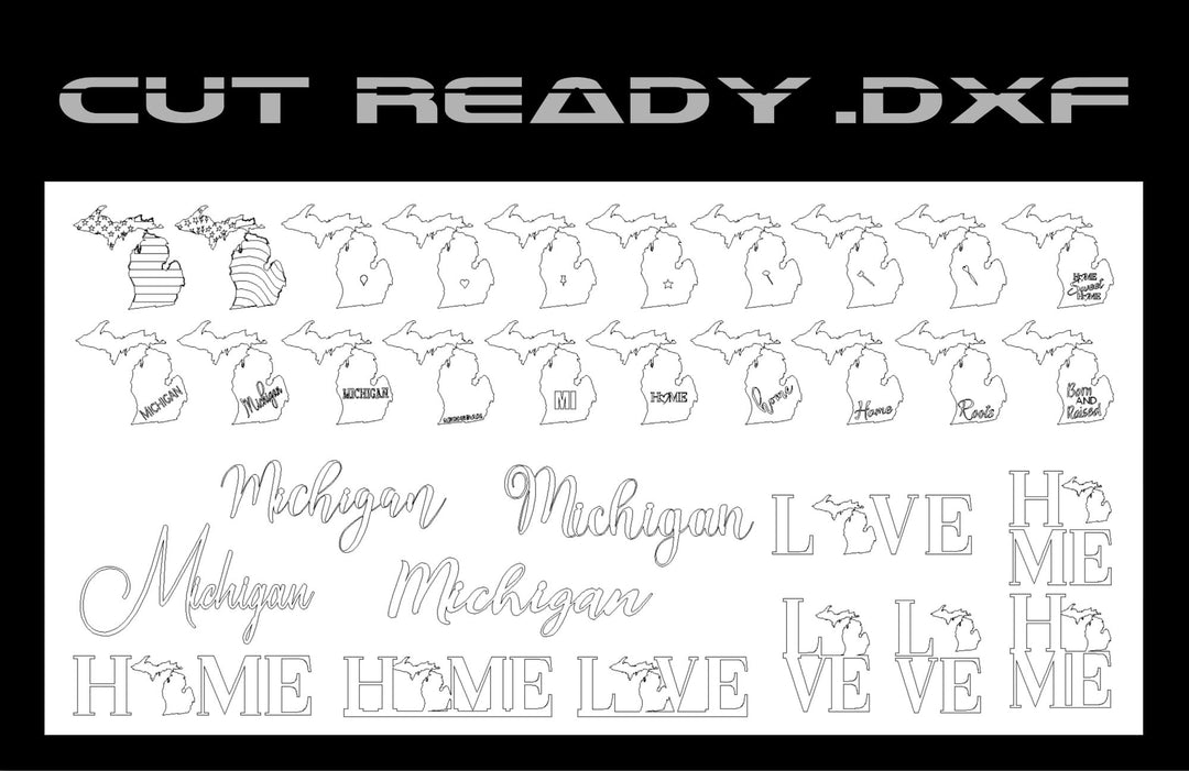 Michigan M Dxf File Michigan State Theme - DXF Cut Ready File Collection – Hytek Tools ...