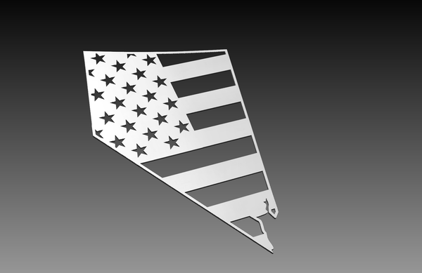 The Nevada State Theme - DXF Cut Ready File Collection by Hytek Tools showcases Nevadas silhouette with an American flag design on a dark gradient background, ideal for adding to any Nevada-themed digital artwork.
